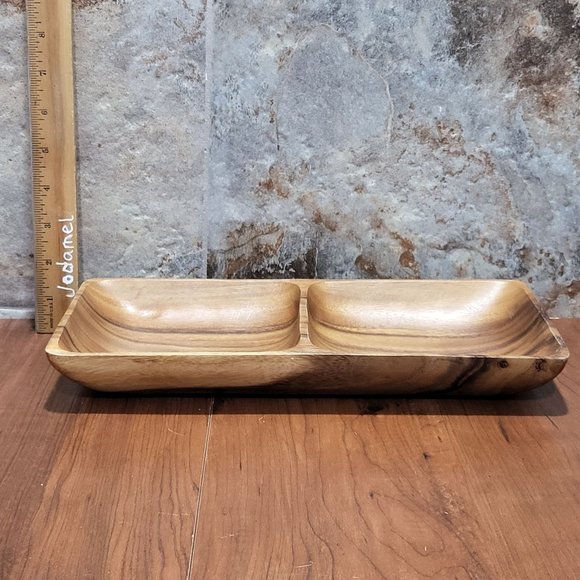 Divided Bowl Wood Handcrafted in Philippines for Beekman Home - Picture 8 of 13